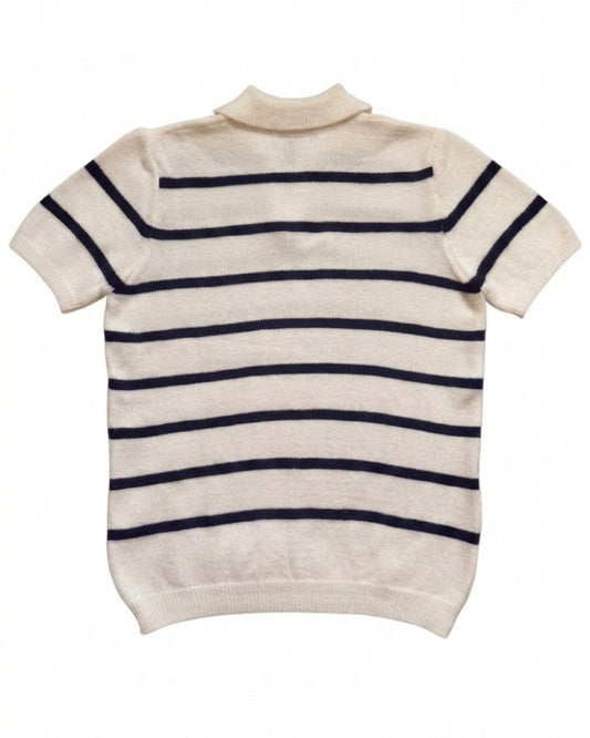 Off-White Striped Knit Polo Shirt